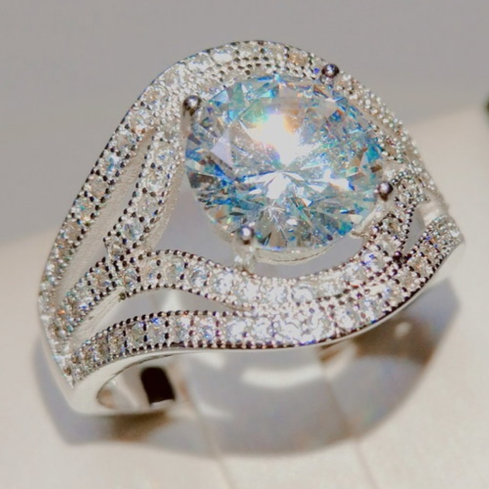 Sterling Silver 2ct Diamonique Ring New